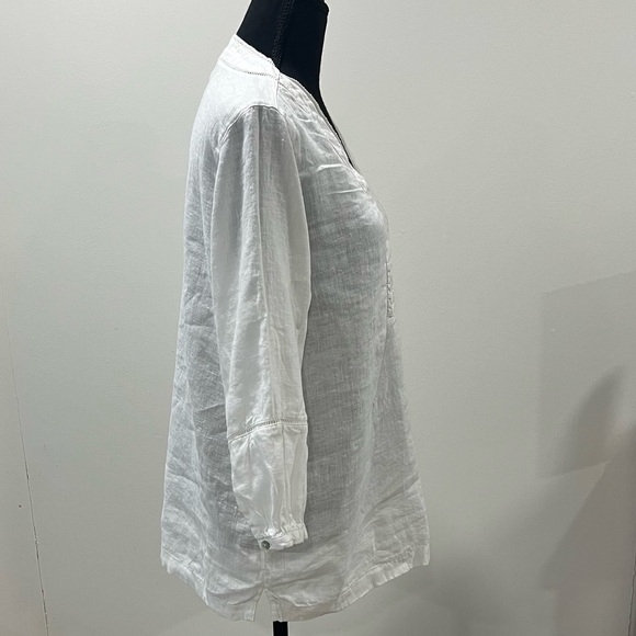 Joie Womens 100% Linen Blouse Top Sz MediumV-Neck 3/4 Sleeve - Picture 5 of 6